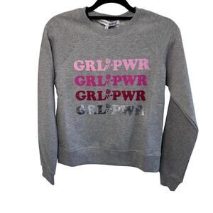 NWT womans Rebecca Minkoff grey “Grl Pwr” crewneck sweater XS